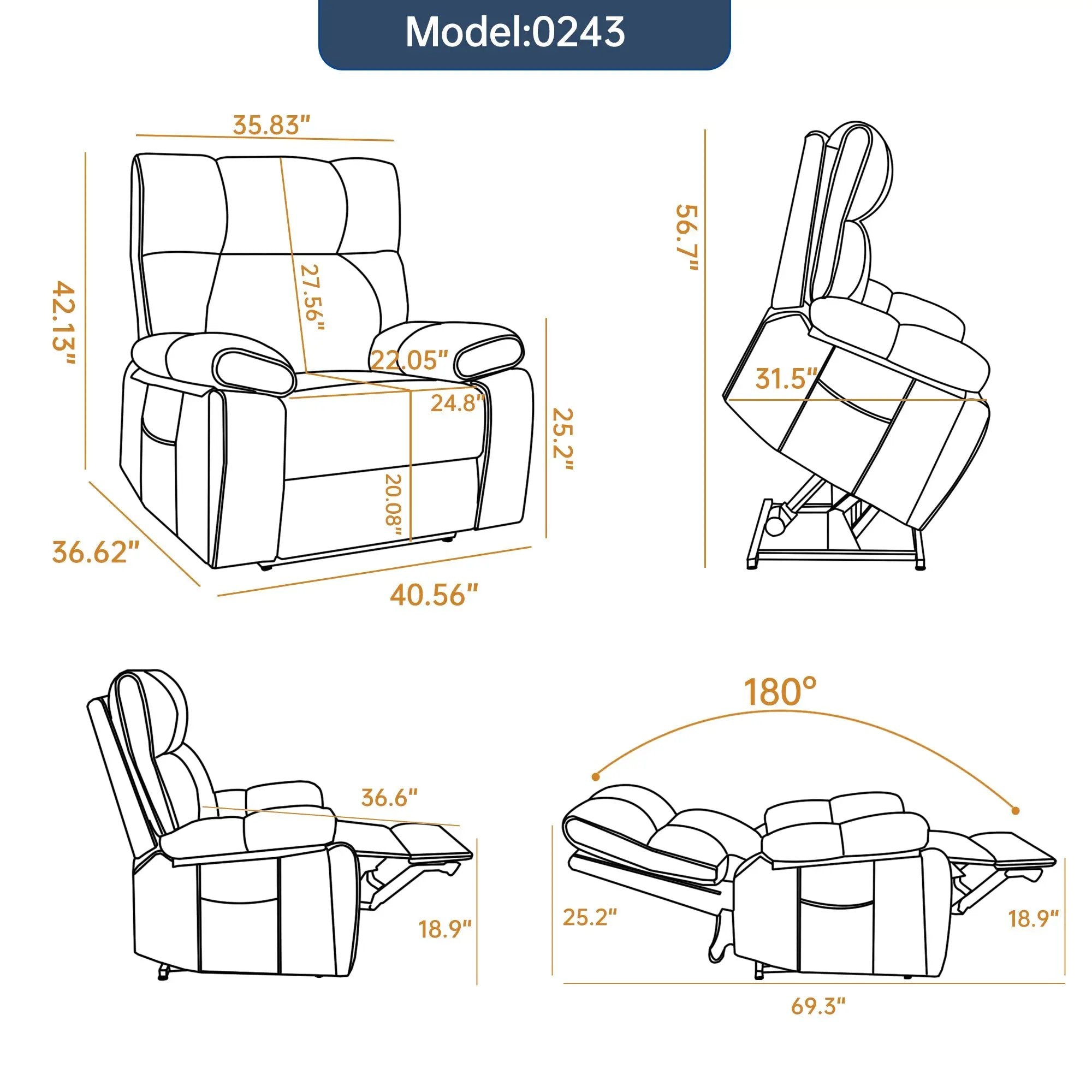 ComfortMax Dark Oversized Lift Recliner Chair by HouseOfZazla