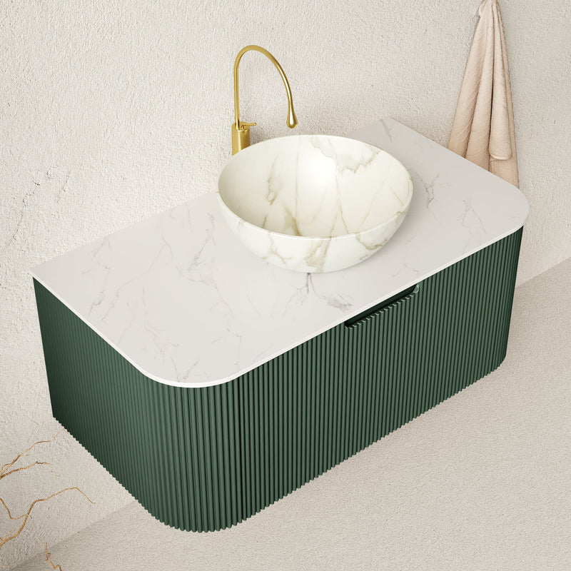 DINA 36" Bathroom Vanity & Sink, Floating Curved Edges by HouseOfZazla