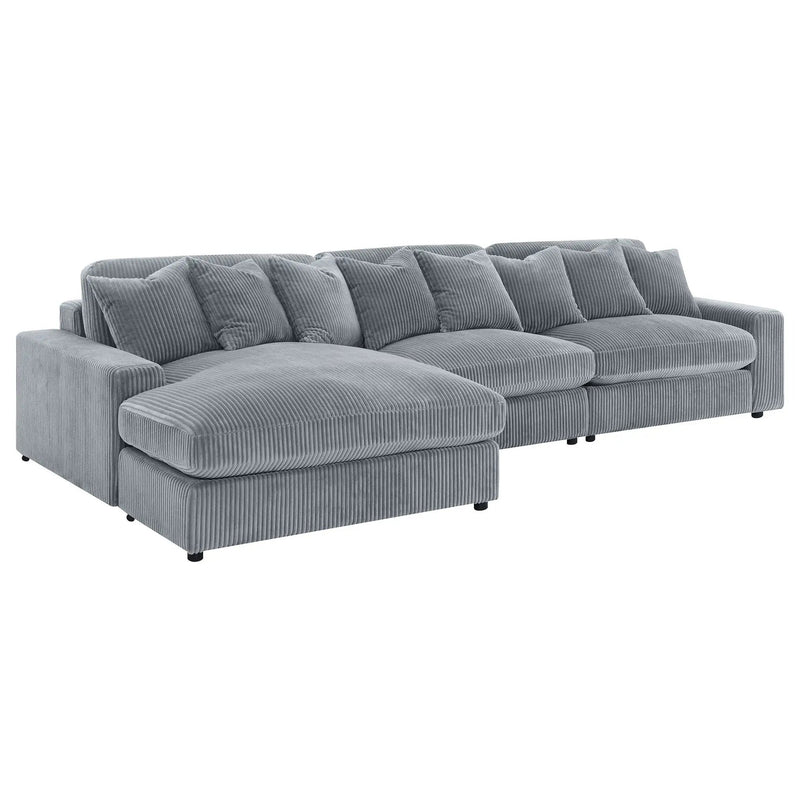 Blaine Upholstered Reversible Chaise Sectional Sofa Fog by Unique Piece Furniture