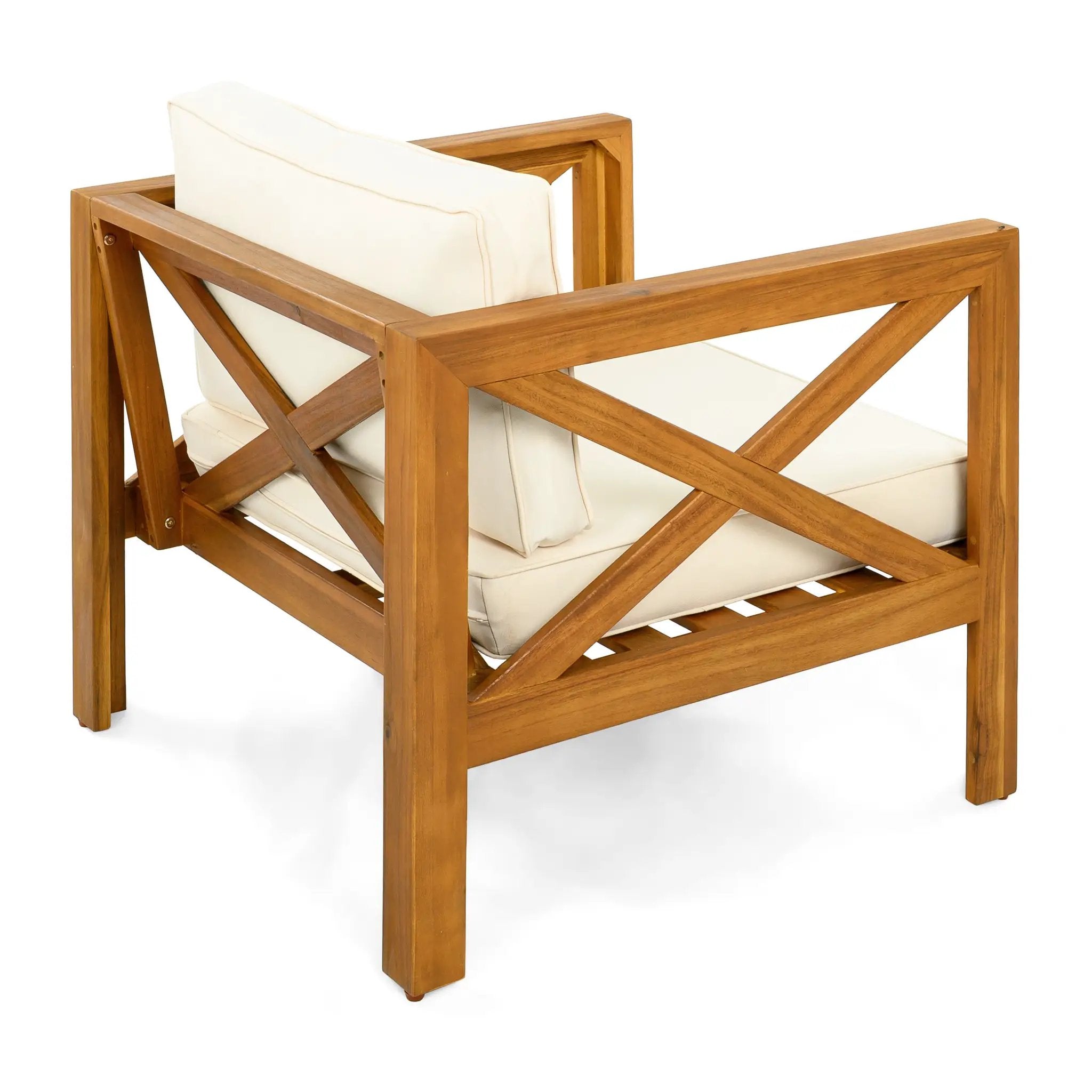 Outdoor Acacia Wood Club Armchair with Cushions (Set of 4) by HouseOfZazla