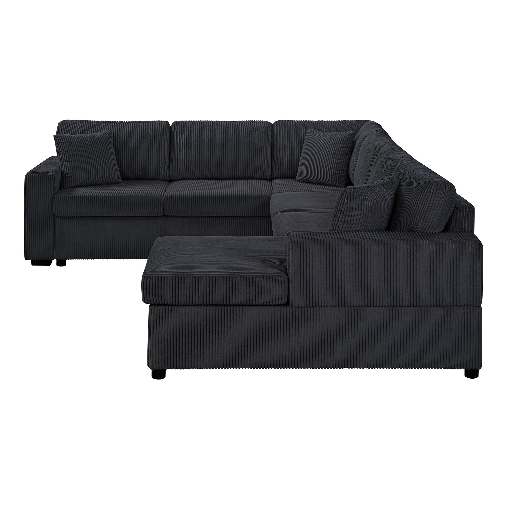 Oversized Sectional U-Shaped Sofa With Chaise Lounge And Three Soft Throw Pillows by HouseOfZazla