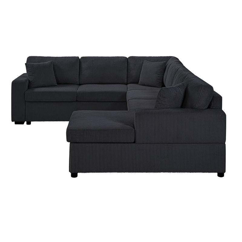 Oversized Sectional U-Shaped Sofa With Chaise Lounge And Three Soft Throw Pillows by HouseOfZazla