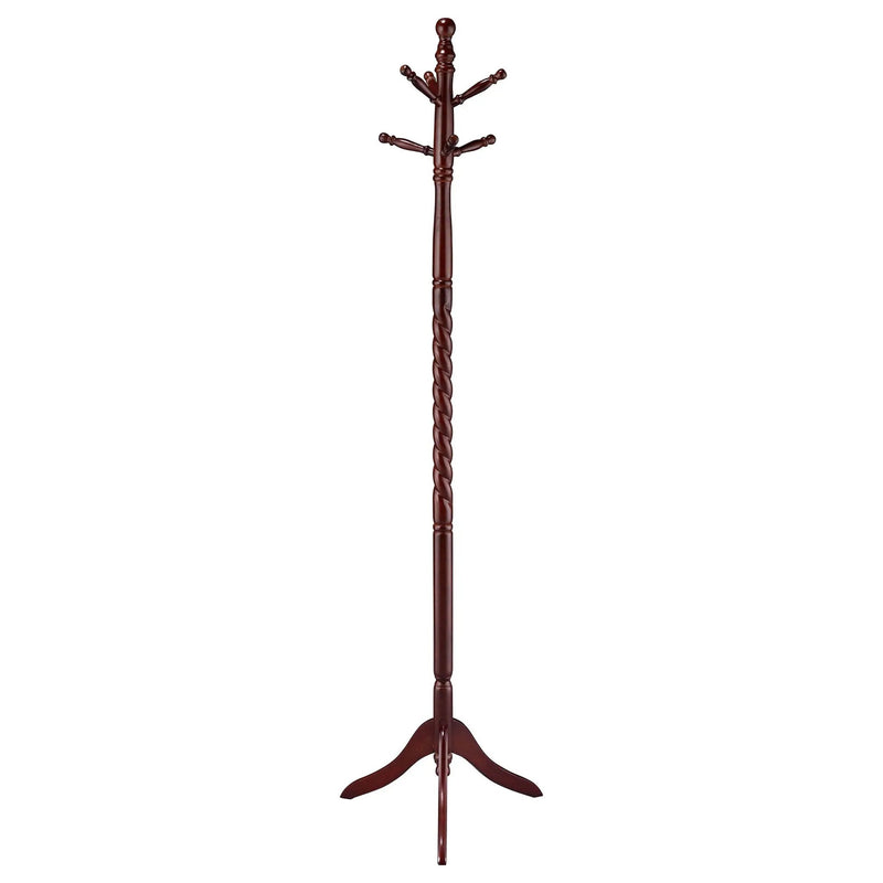 Riona 6 Hook Freestanding Wood Coat Rack Hat Hanger Merlot by Unique Piece Furniture