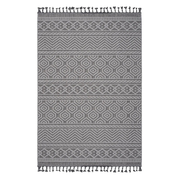 Guros - 6' X 9' Geometric Indoor / Outdoor Area Rug - Gray / White