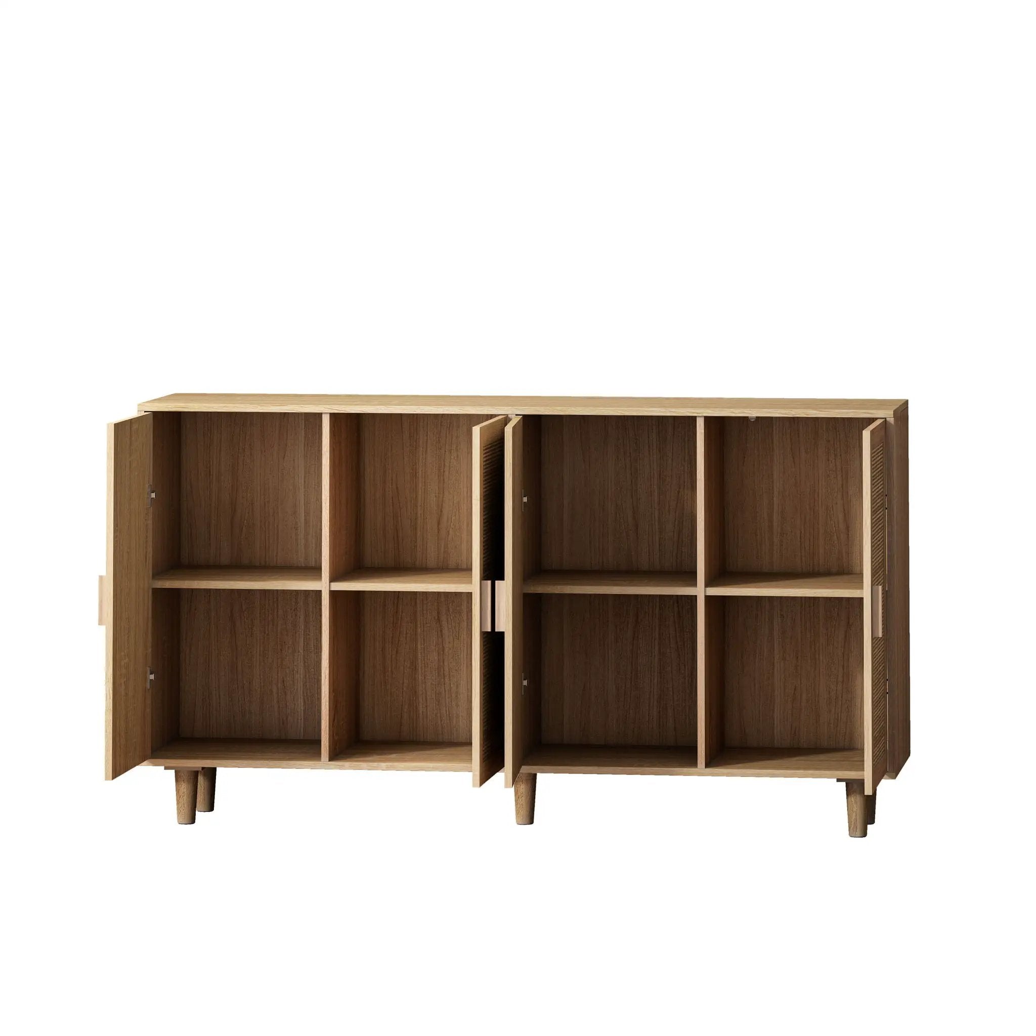 Elegant And Functional 4 Door Rattan Decorative Storage Cabinet by HouseOfZazla