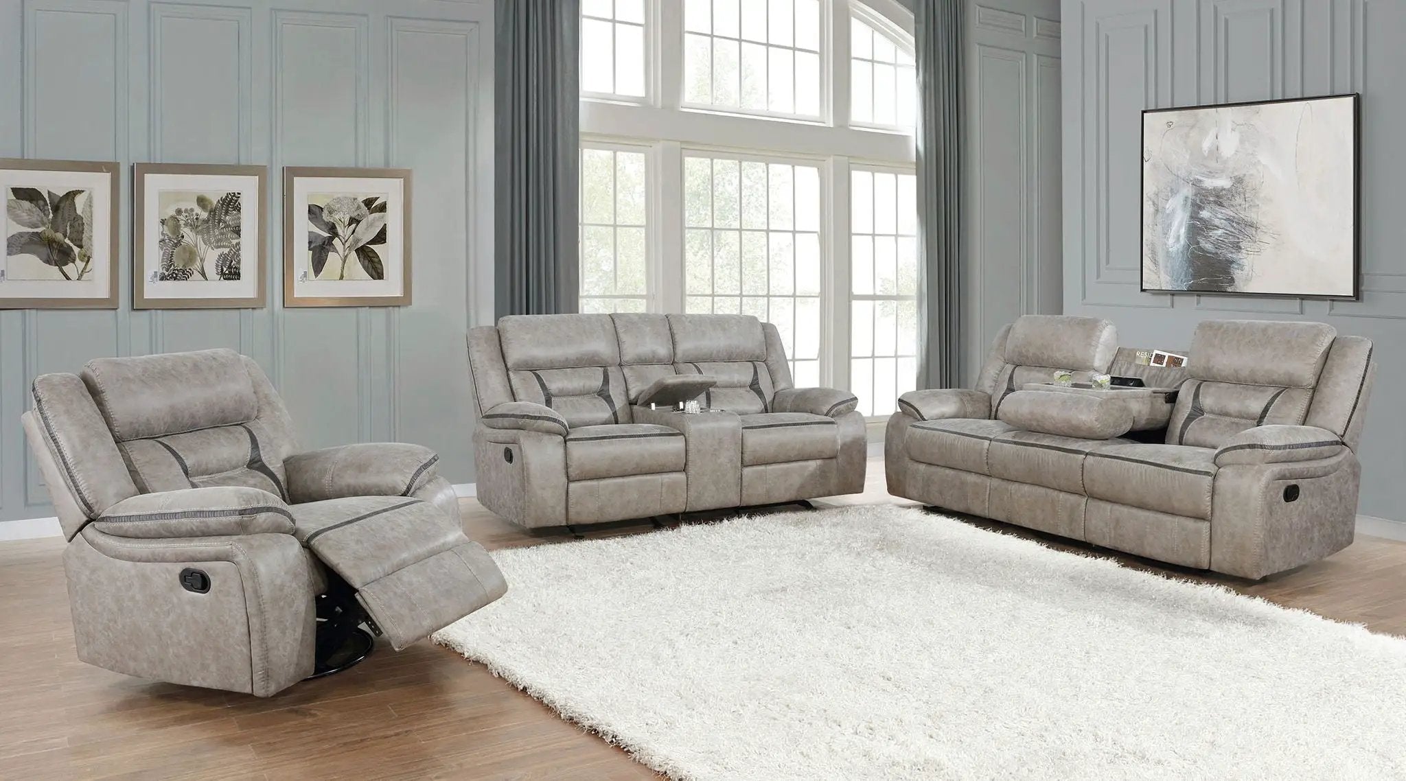 Greer Upholstered Swivel Glider Recliner Chair Taupe by Unique Piece Furniture