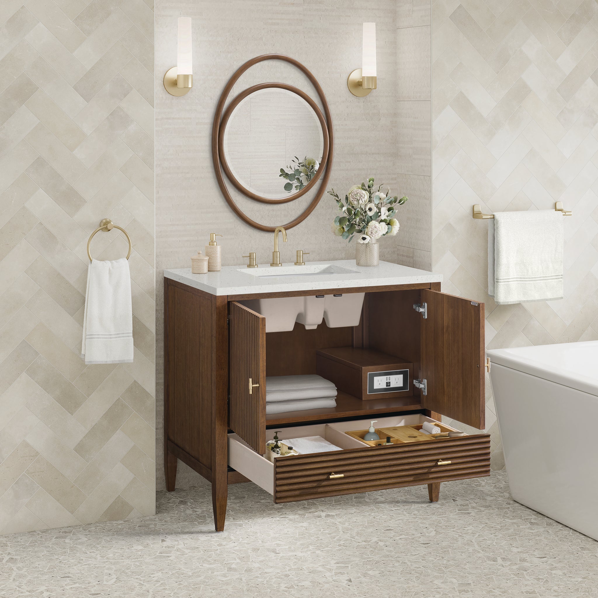 James Martin Myrrin 36" Single Bathroom Vanity, Mid-Century Walnut, view 33