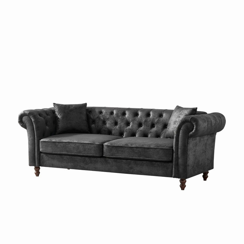 Chesterfield 3 And 3 Seater Sofa Set High Tech Fabric Roll Armrest Upholstered Couch by Unique Piece Furniture
