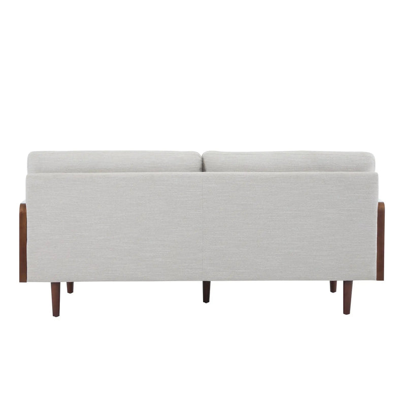 Mid Century Moderne Sofa With Wood Sides by HouseOfZazla