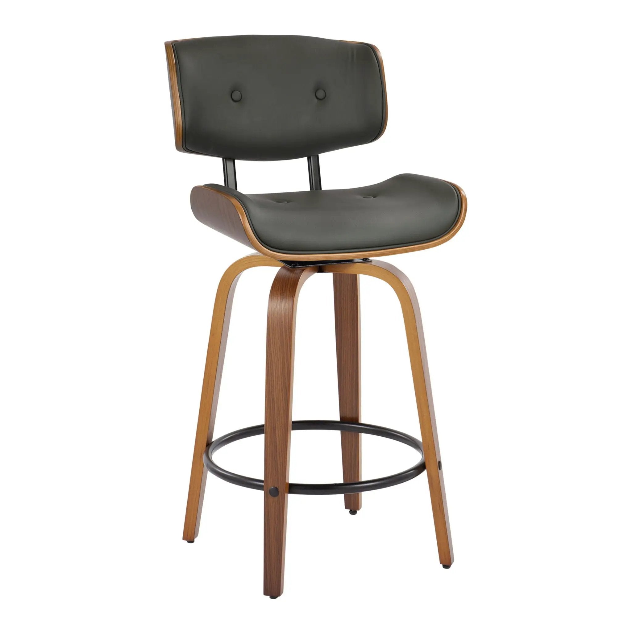 Lombardi - Mid-Century Modern Fixed Height Counter Stool With Swivel With Round Footrest (Set of 2) by Unique Piece Furniture