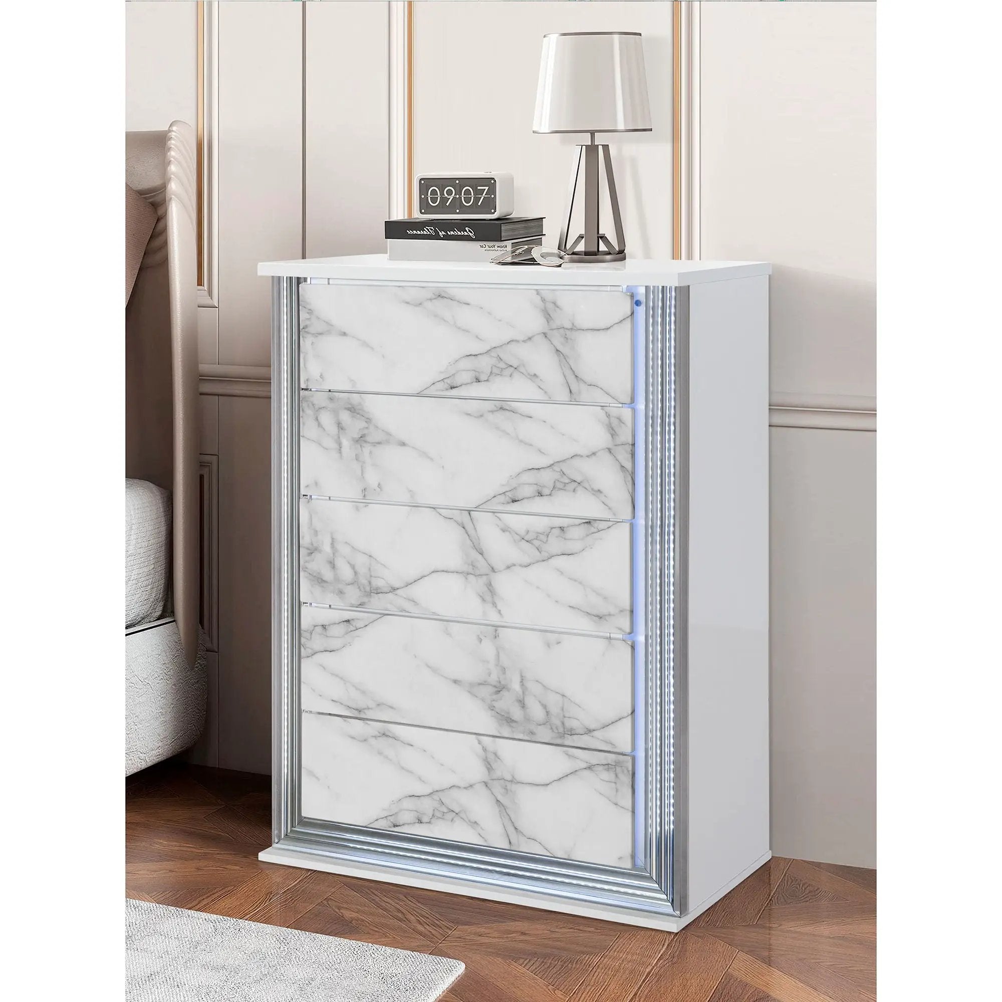 Moon - Chest With LED - White Marble by HouseOfZazla