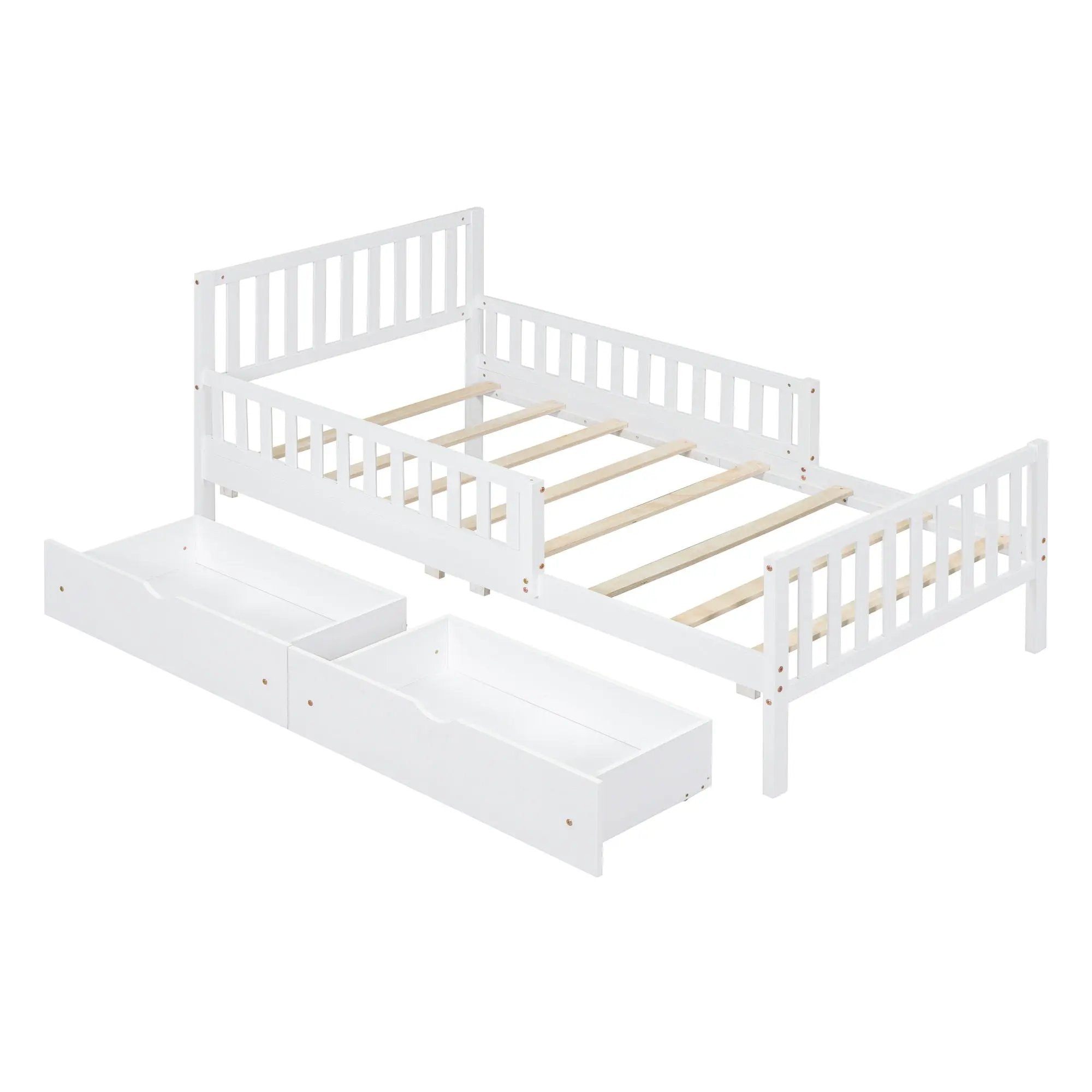 Platform Bed With Guardrails On Both Sides And 2 Storage Drawers by Unique Piece Furniture