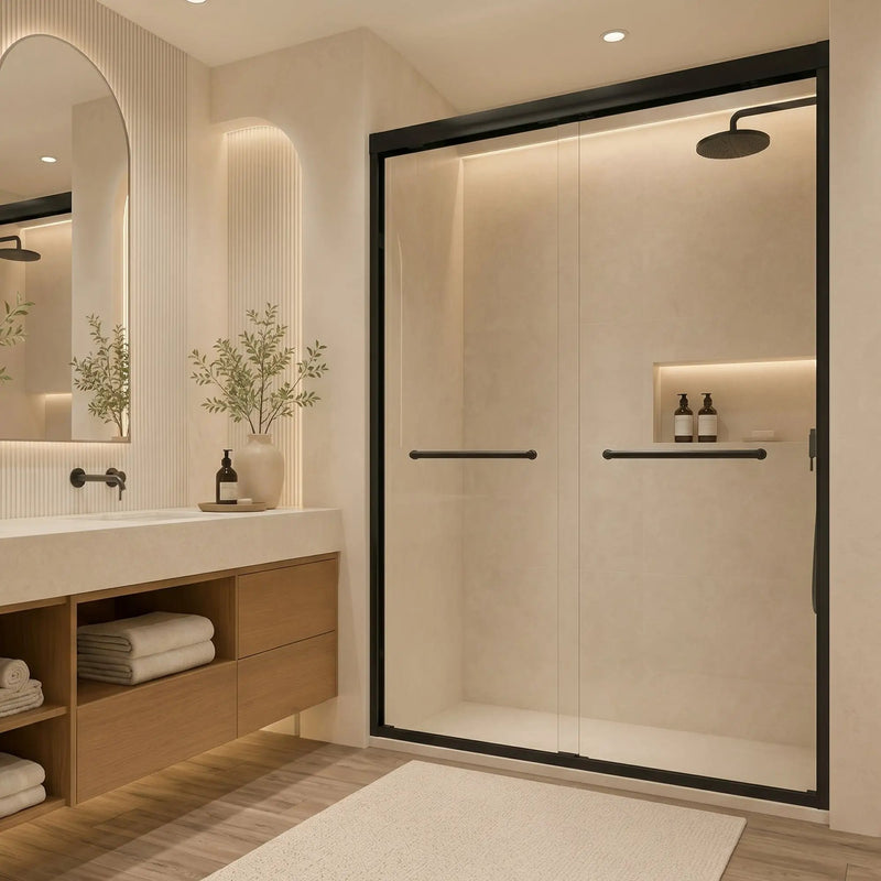 Aluminum Frame Double Sliding Shower Door by HouseOfZazla