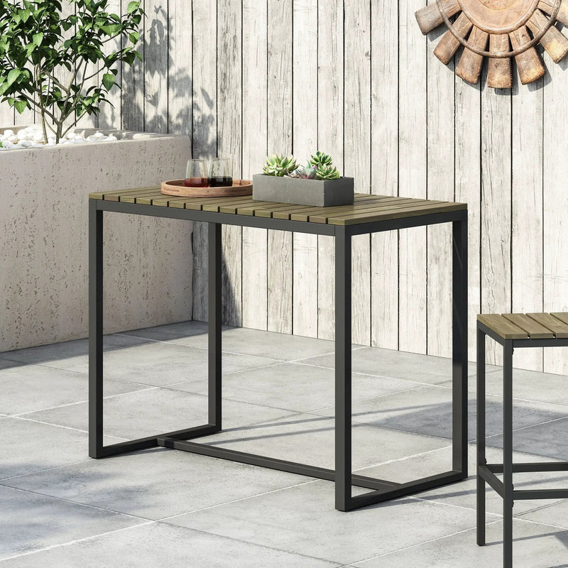 Ernesto Outdoor Industrial Acacia Wood Bar Table by HouseOfZazla