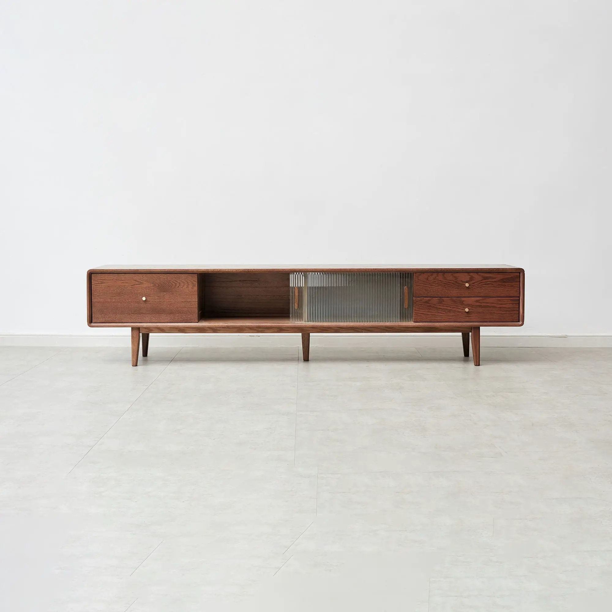 TV Cabinet With Chinese Changhong Glass Doors, Two Drawer Storage Space TV Standing by HouseOfZazla