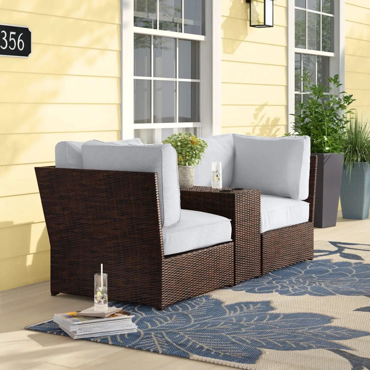 Outdoor Wicker Loveseat With Cushions by HouseOfZazla