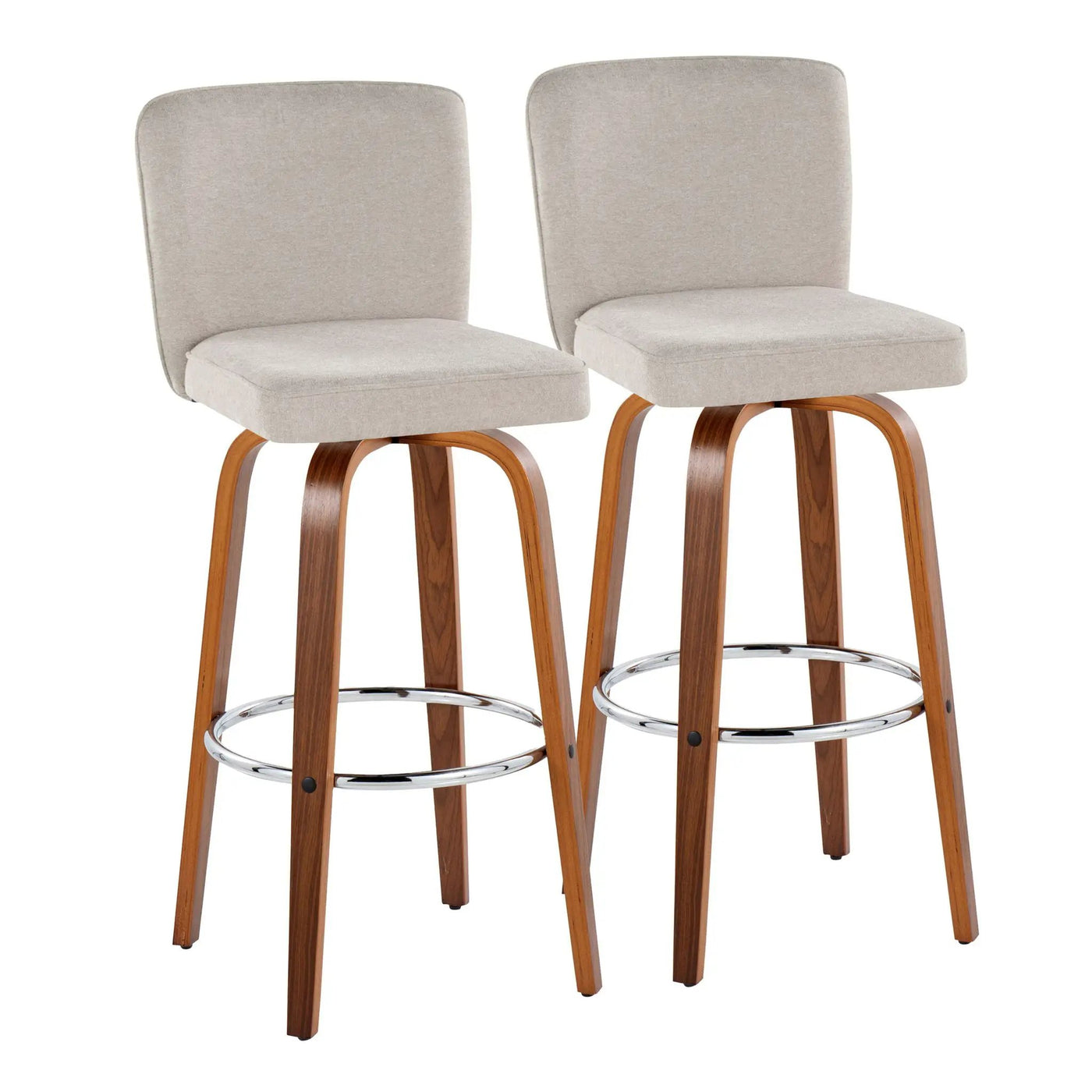 Henry - Contemporary Fixed Height Barstool With Swivel With Round Footrest (Set of 2) by HouseOfZazla