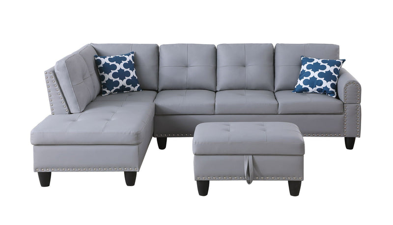 Irine - Sectional Sofa With Ottoman - Gray by HouseOfZazla