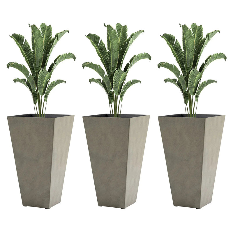 Outsunny Set of 3 Tall Planters with Drainage Hole, Gray by HouseOfZazla