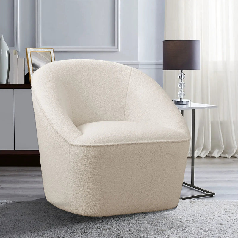Anson - Swivel Chair With Soft Rounded Back - Off White by HouseOfZazla