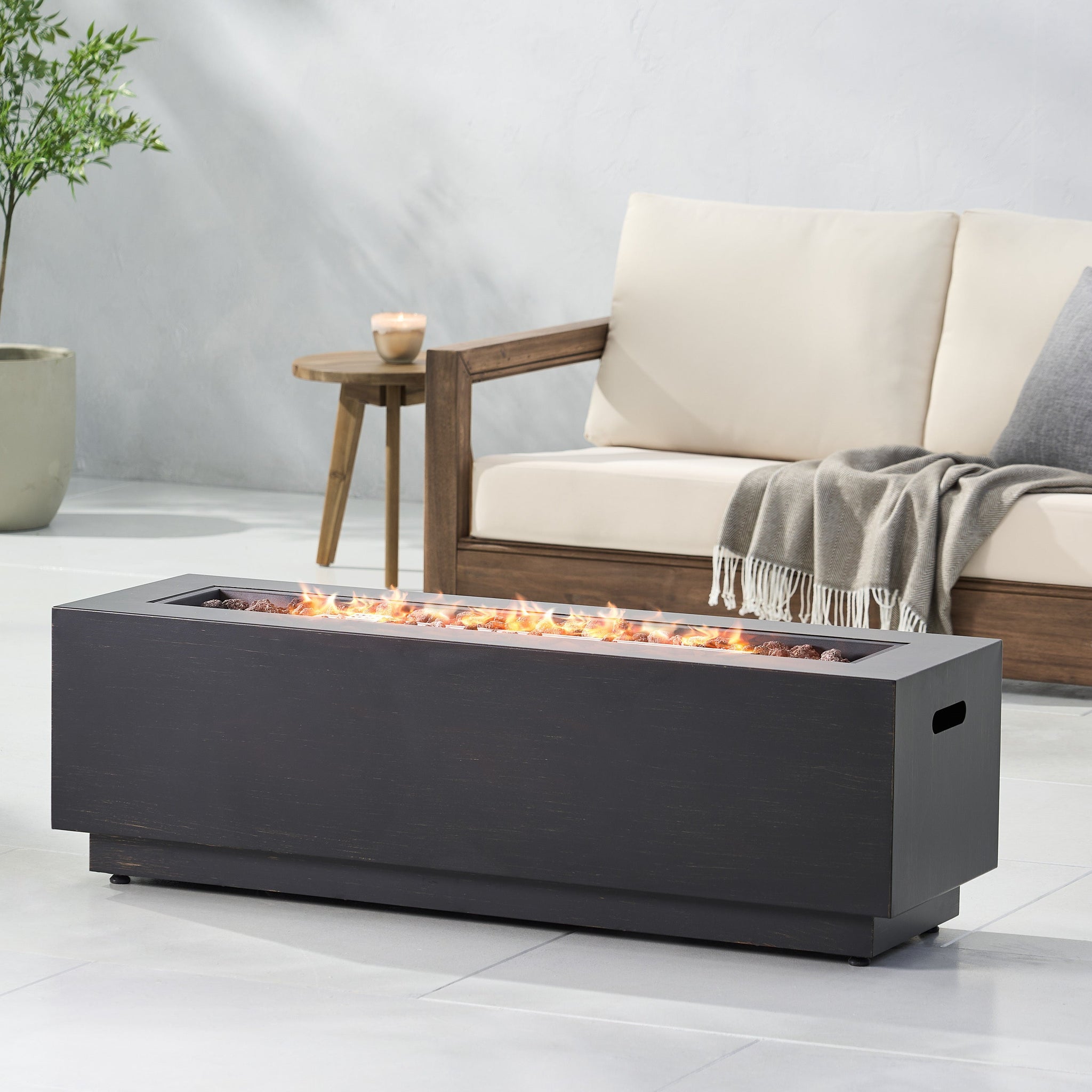 RECTANGULAT IRON FIRE PIT-50 000BTU WITH TANK HOLDER by HouseOfZazla