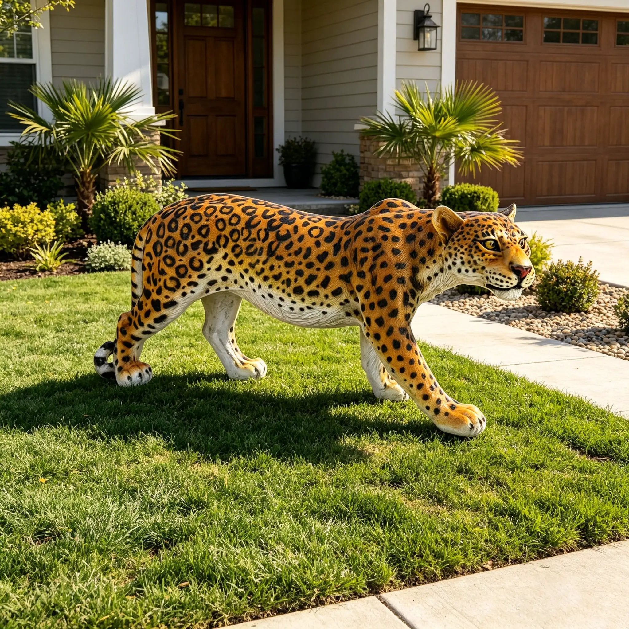 Realistic Leopard Garden Statue by HouseOfZazla