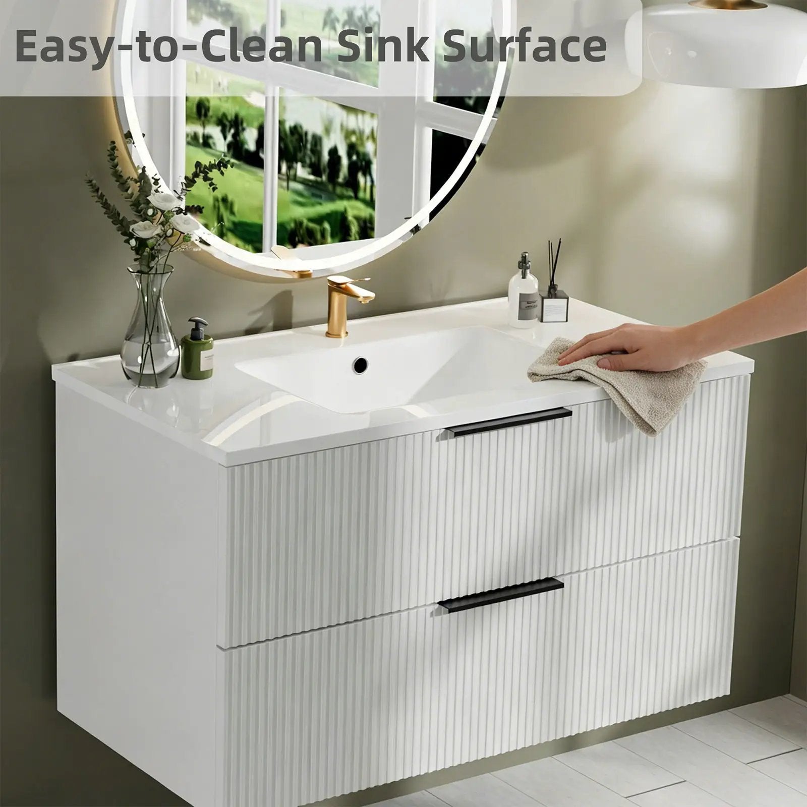 Modern Wall Mounted Floating Bathroom Vanity With Sink And Drawers by Unique Piece Furniture