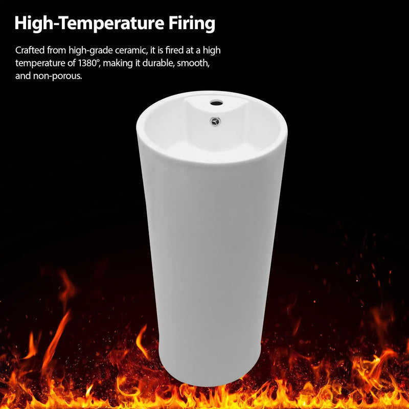 15" Pedestal Sink With Space Saving Design, Smooth Non Porous Surface For Powder Rooms - White by HouseOfZazla