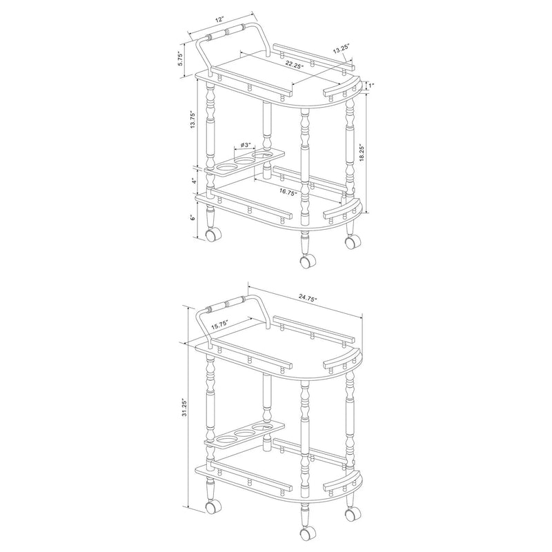 2 Shelf Serving Cart - Brown