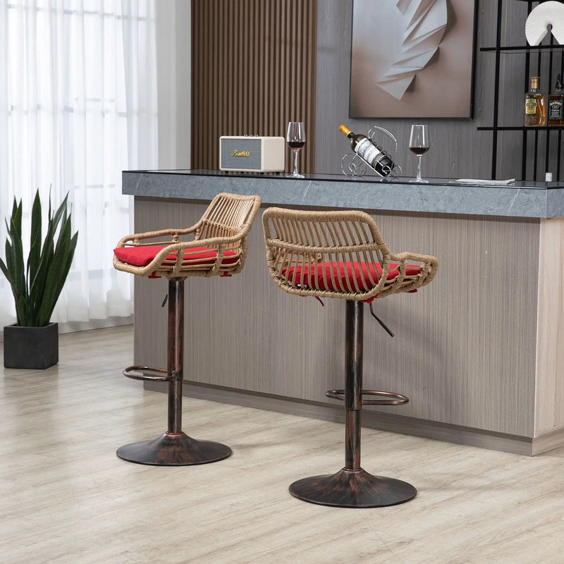 Modern Swivel Bar Stools Adjustable Counter Chairs With Footrest (Set of 2) by HouseOfZazla