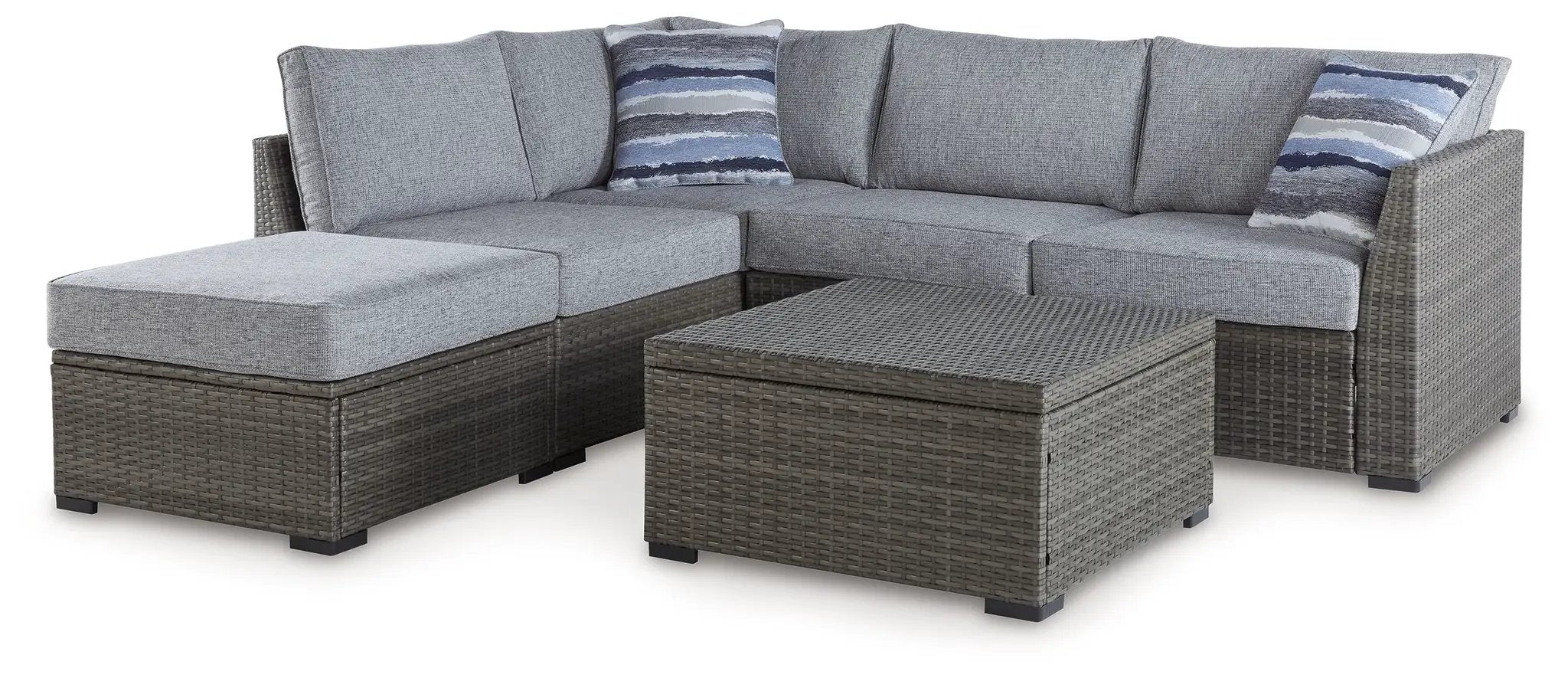 Petal Road - Loveseat Sectional, Ottoman, Table Set (Set of 4) - Gray by Unique Piece Furniture