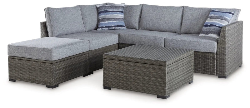 Petal Road - Loveseat Sectional, Ottoman, Table Set (Set of 4) - Gray by Unique Piece Furniture