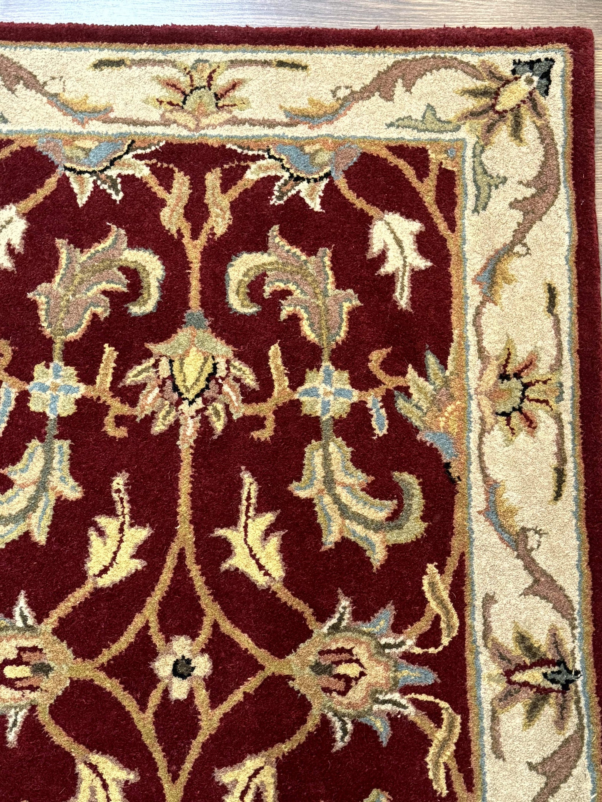 Small Floral Wool Rug 3x5, Safavieh Heritage Collection, Dark Red, Pair A by Jewel Rugs