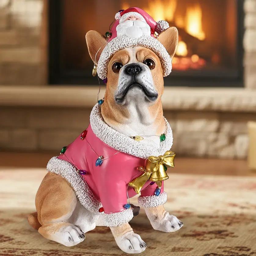 Christmas French Bulldog Statue by HouseOfZazla