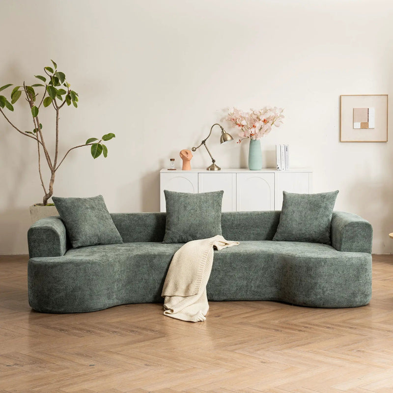 Modern Style Ultra Smooth Curved Sofa With 3 Pillows by HouseOfZazla