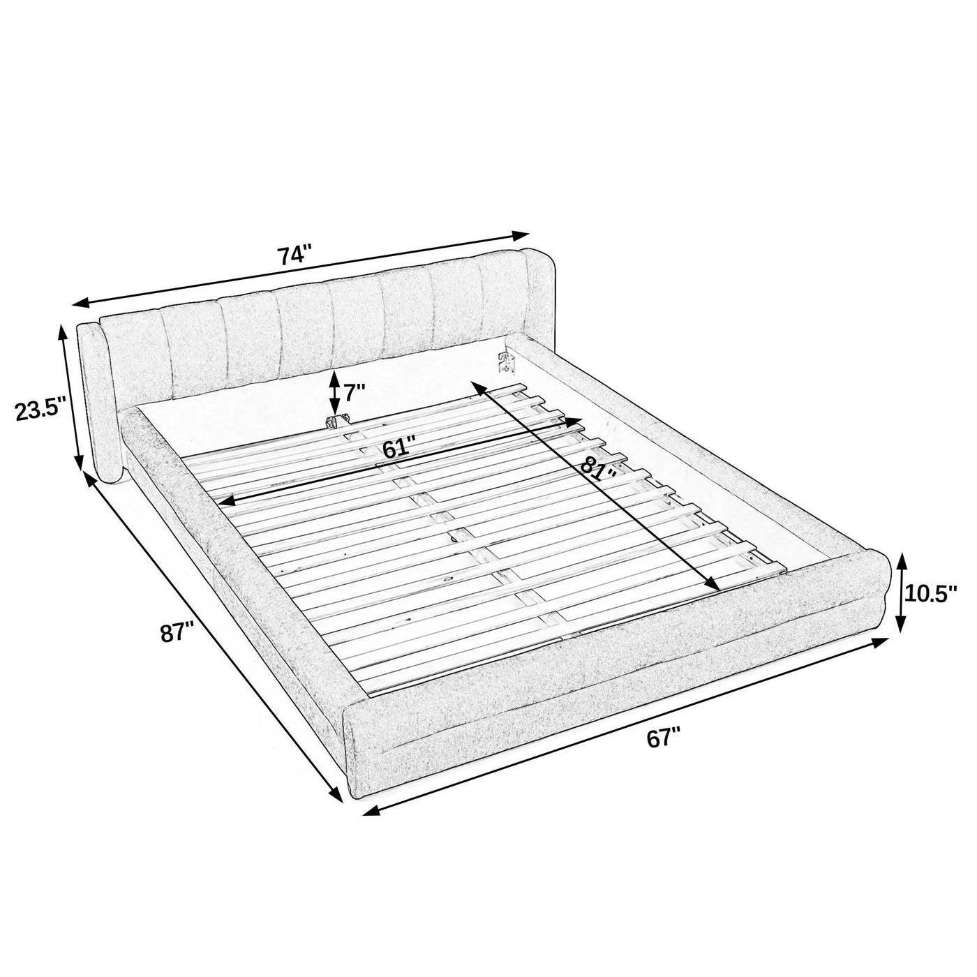 Modern Upholstered Bed Frame With Thick Fabric And Headboard by Unique Piece Furniture