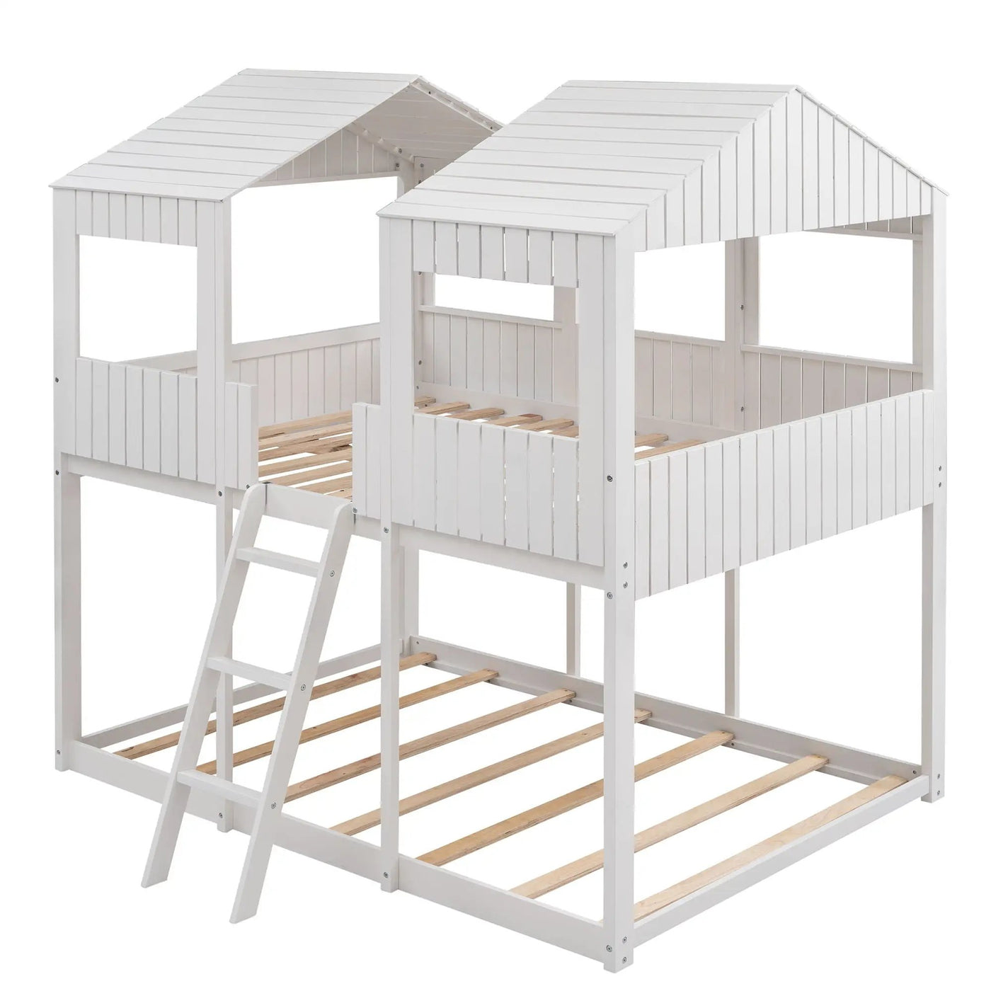 Bunk Bed With Roof, Window, Guardrail, Ladder by Unique Piece Furniture