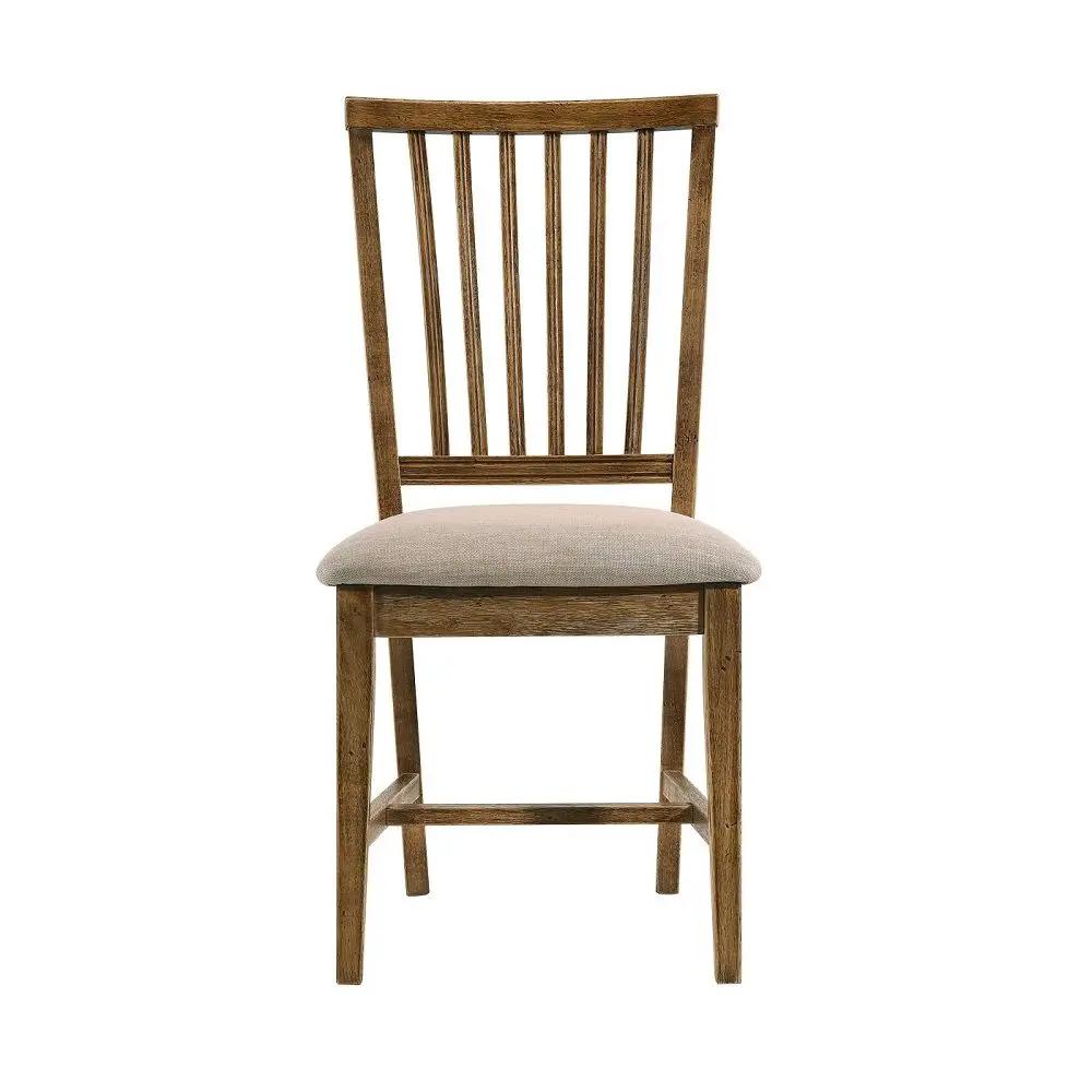 Wallace II - Side Chair (Set of 2) - Tan Linen & Weathered Oak by Unique Piece Furniture