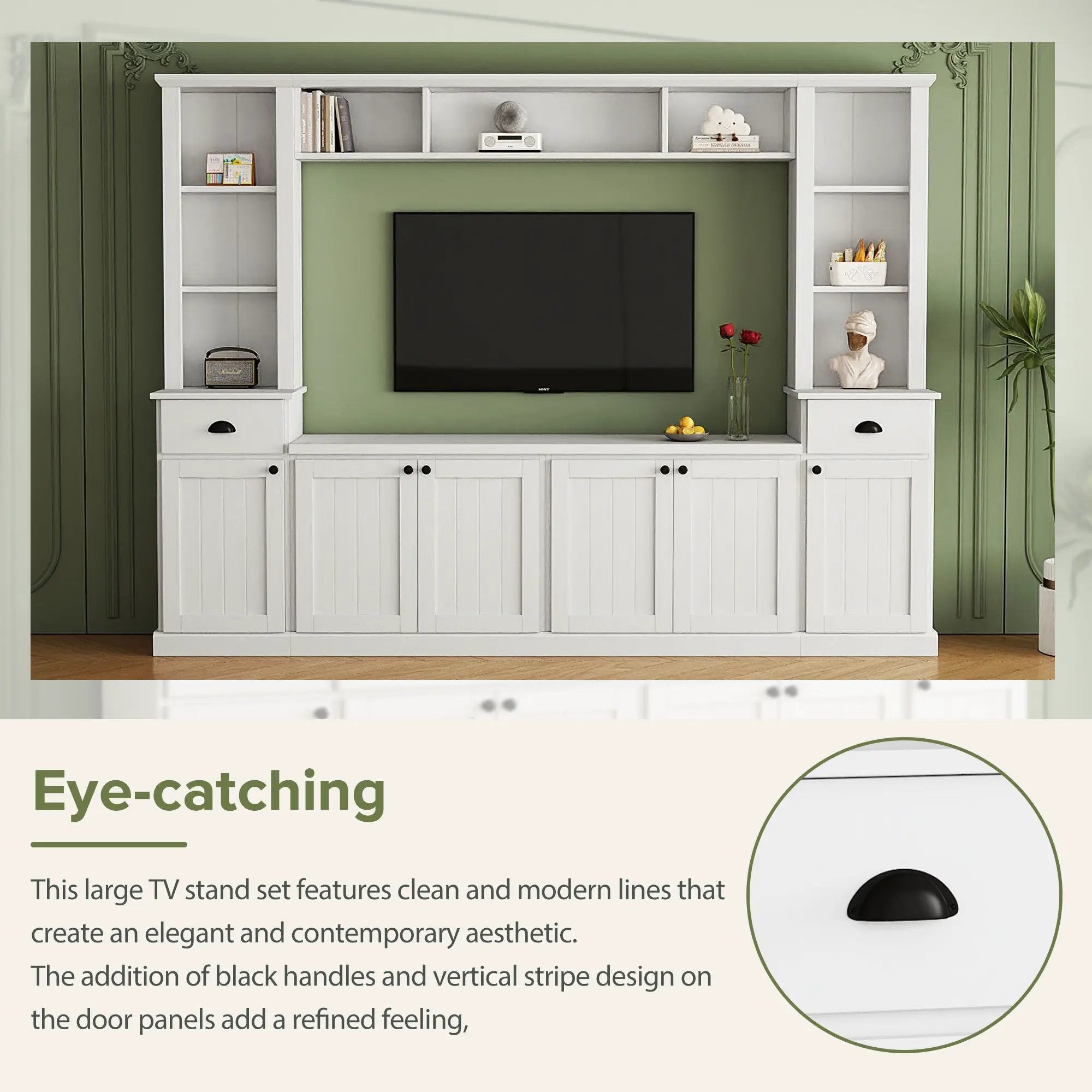 Minimalist Entertainment Wall Unit Set With Bridge For TVs Up To 75" by HouseOfZazla