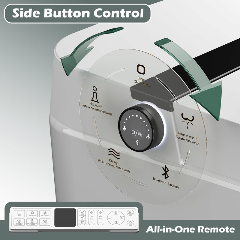 Smart Toilet With Bidet Built-In, Auto Flush, Heated Seat & Warm Air Drying by HouseOfZazla