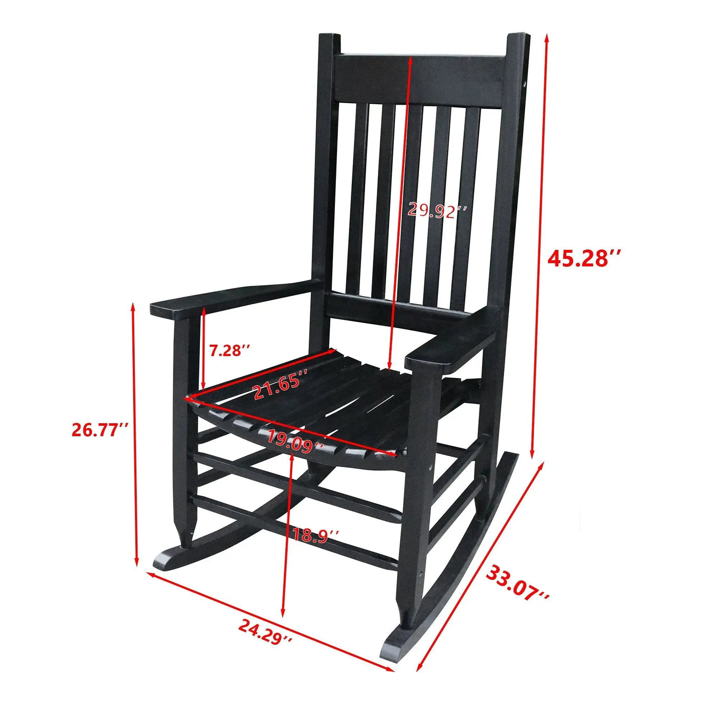 Classic Wooden Porch Rocker Chair Populus Wood Comfortable Design by HouseOfZazla