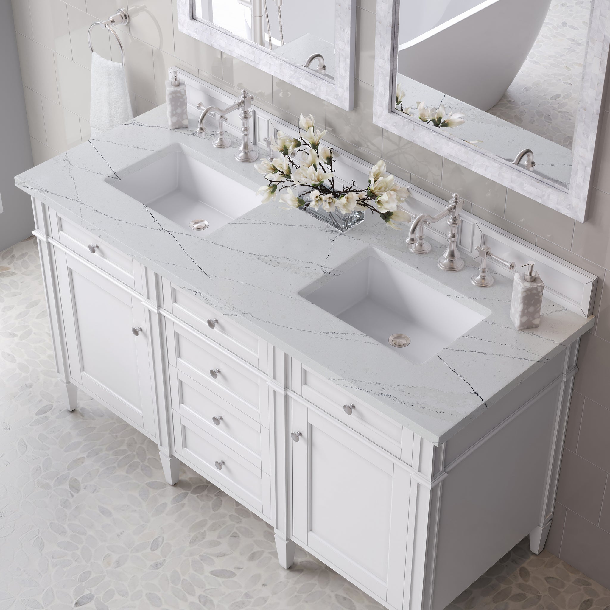 James Martin Brittany 60" Double Bathroom Vanity, Bright White, view 32