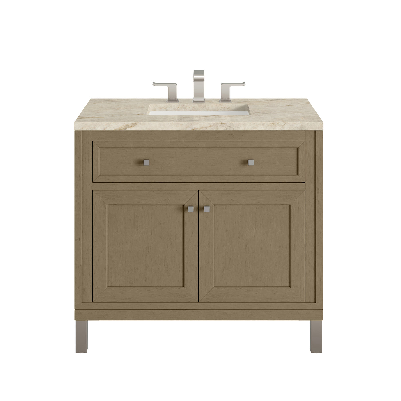 James Martin Chicago 36" Single Bathroom Vanity, Walnut Whisper with Tajnar countertop