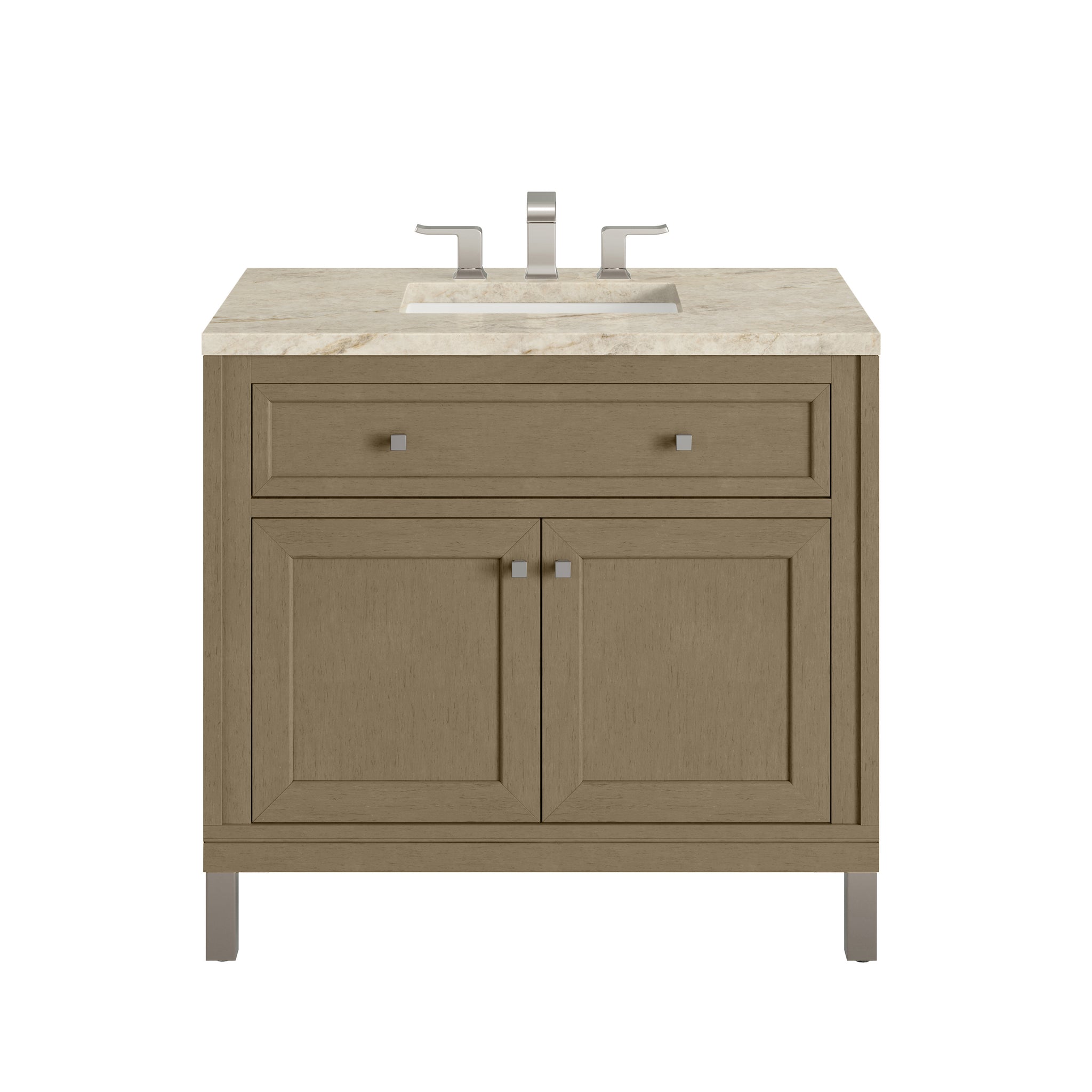 James Martin Chicago 36" Single Bathroom Vanity, Walnut Whisper with Tajnar countertop
