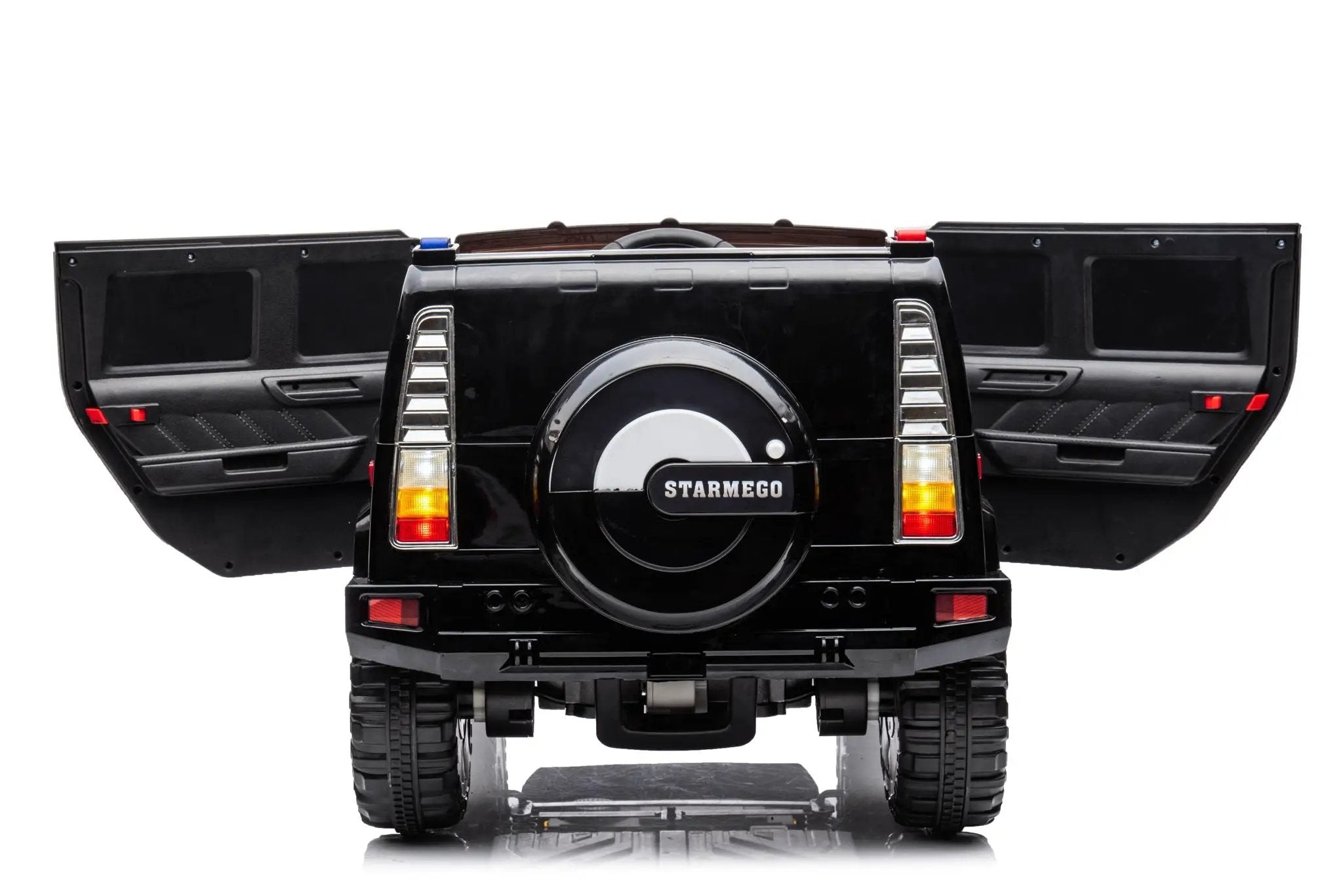 12V7A 30W*2 Four-Wheel Drive Seat One Button Start, Forward And Backward, High And Low Speed, Music, Front Light, Power Display, Two Doors Can Open, 2.4G R / C, Seat Belt Four Wheel Absorber by HouseOfZazla