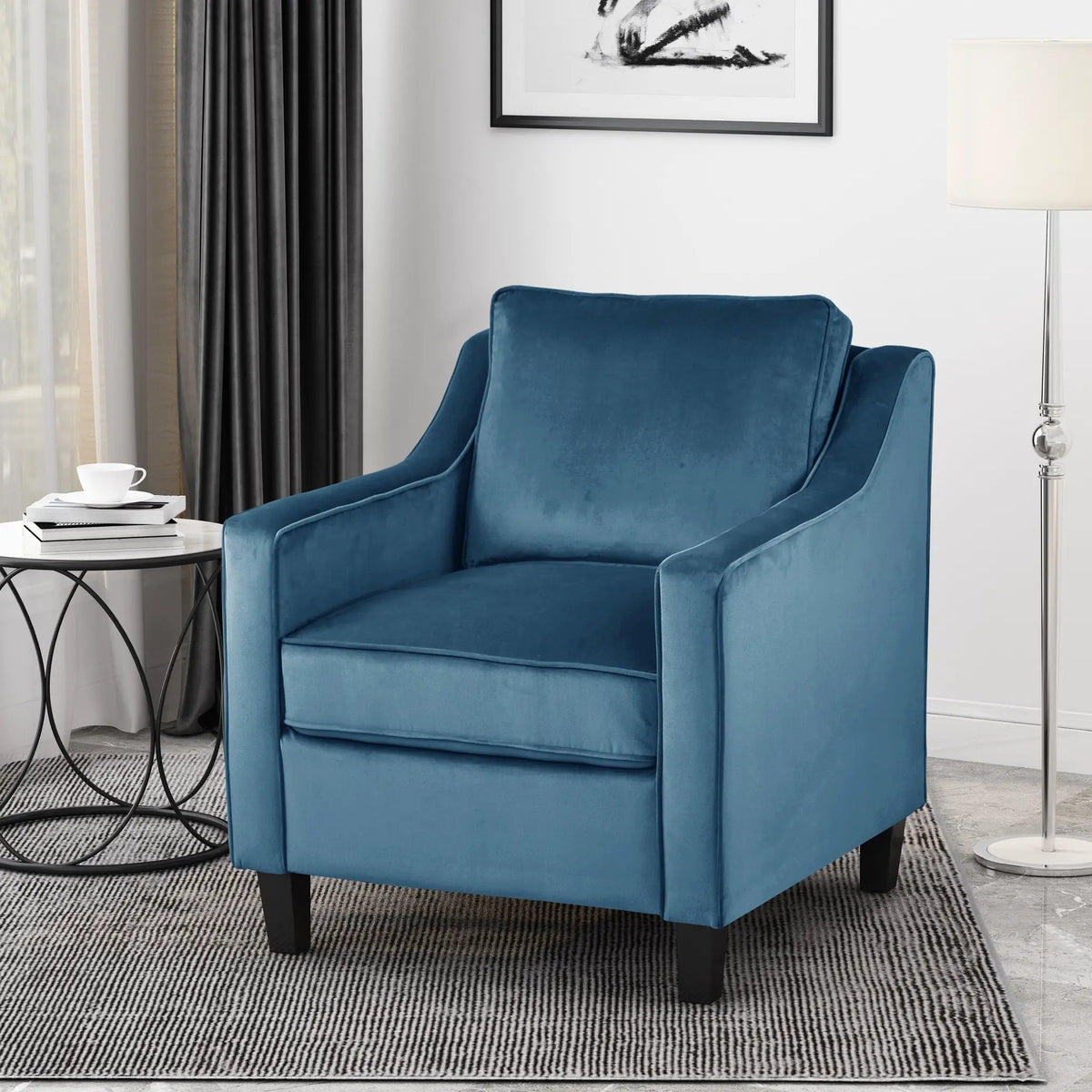 Blue Velvet Upholstered Club Chair by HouseOfZazla