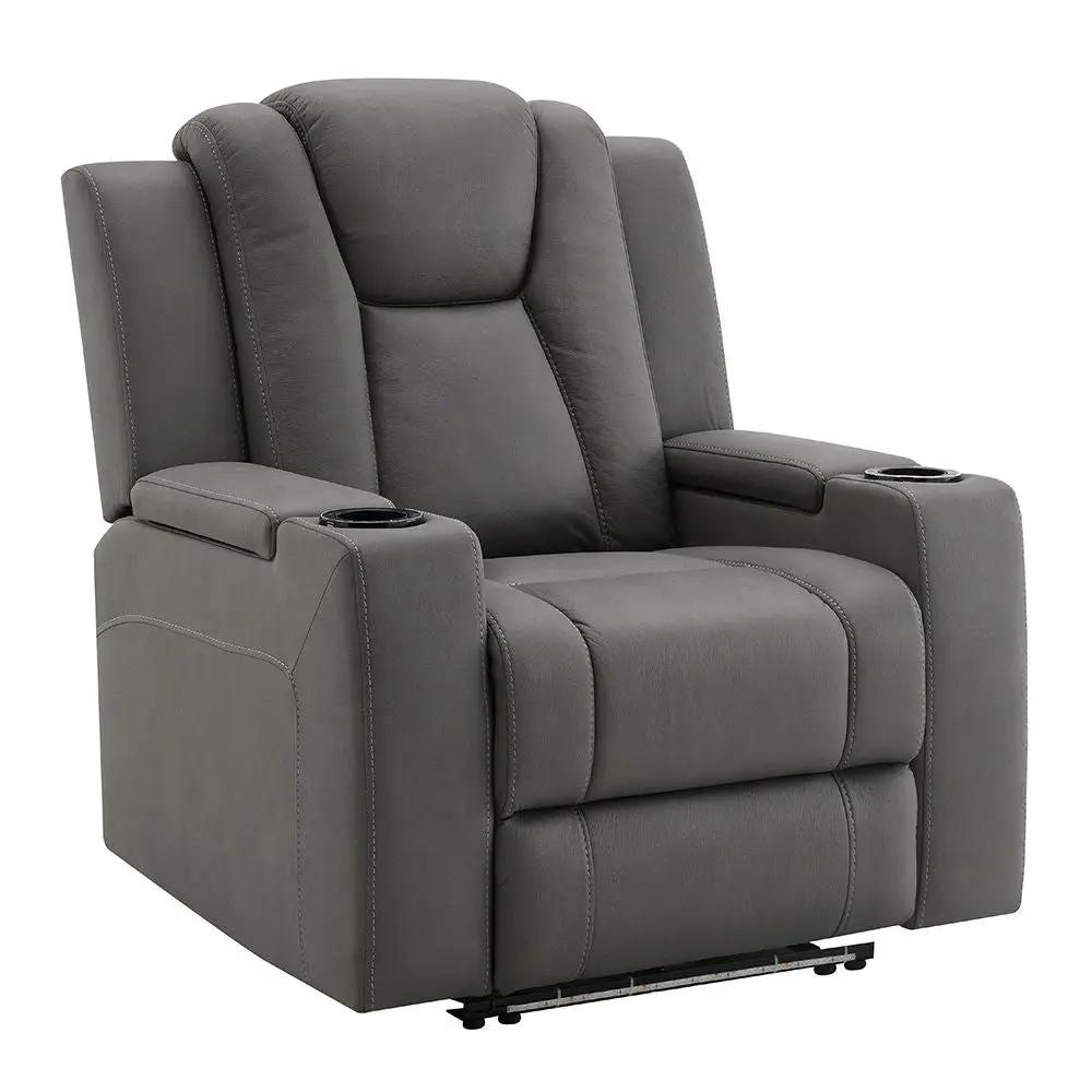 Leuco - Power Motion Recliner With Cup Holder, Control, LED & Power Headrest - Gray by Unique Piece Furniture