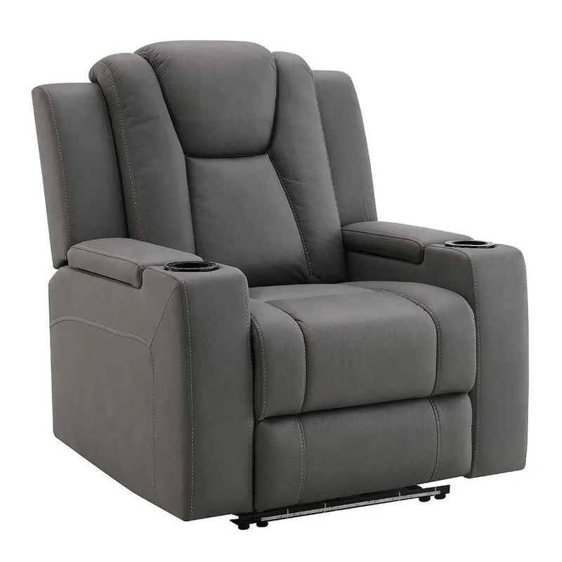 Leuco - Power Motion Recliner With Cup Holder, Control, LED & Power Headrest - Gray by Unique Piece Furniture