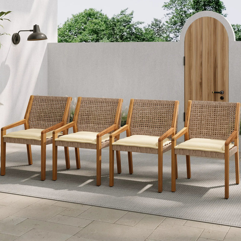 Outdoor Dining Chair Set - Acacia Wood and Wicker by HouseOfZazla