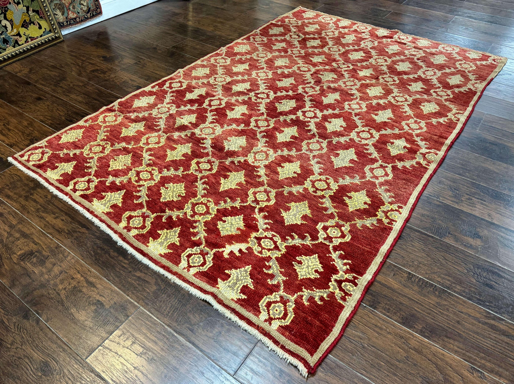 Modern Turkish Oushak Rug 5x8, Brick Red by Jewel Rugs
